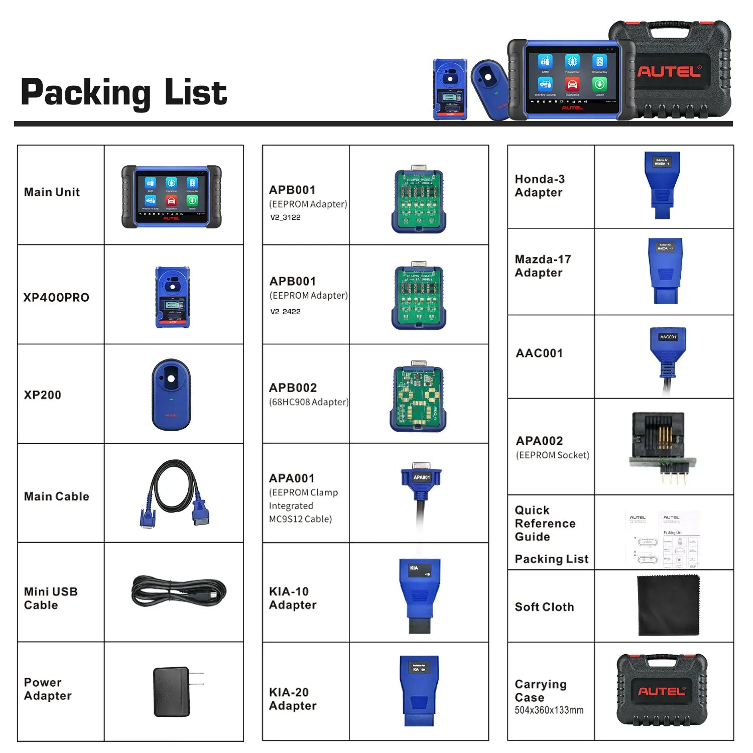 Autel MaxiIM IM508S Pro Packing List