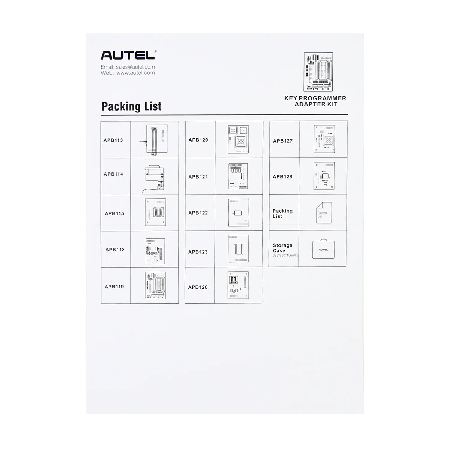 Autel IMKPA Packing List