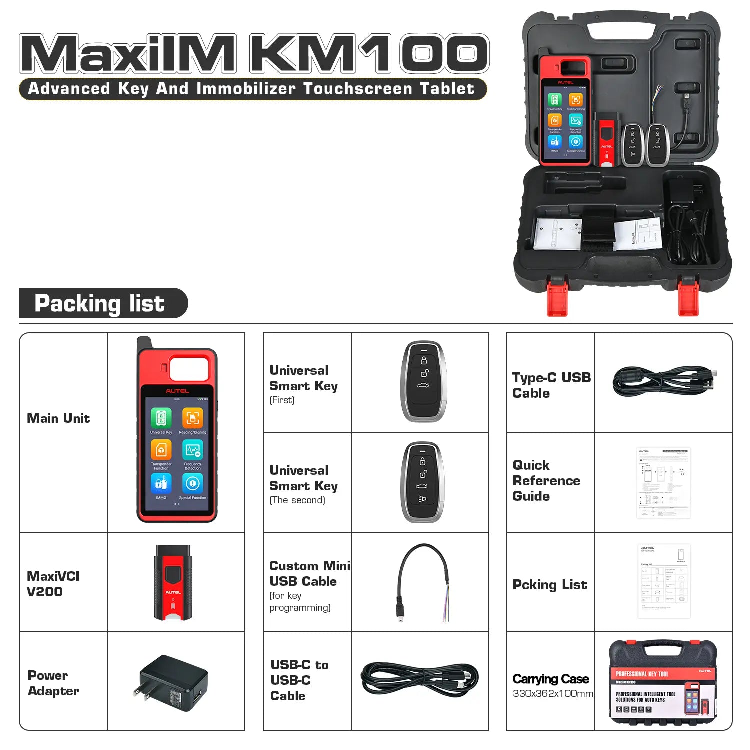 Autel MaxiIM KM100 Packing List