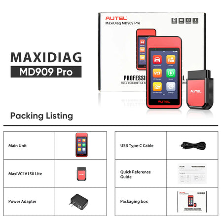 Autel MaxiDiag MD909 PRO Packing Listing