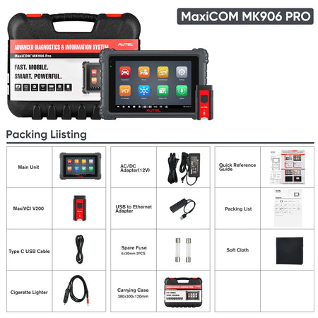 Autel MaxiCOM MK906S Pro Packing List