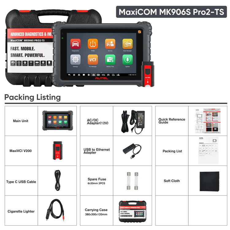 Autel MaxiCOM MK906S PRO2-TS Diagnostic Scanner Packing List