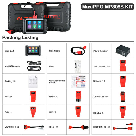 Autel MaxiPro MP808S Kit Packing List