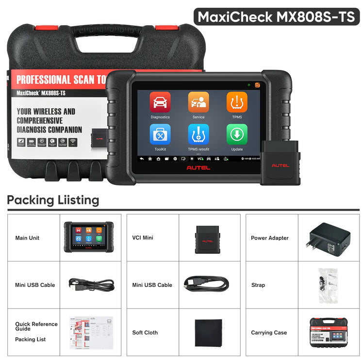 Autel MaxiCheck MX808S-TS Packing List Same as MK808S-TS MK808Z-TS