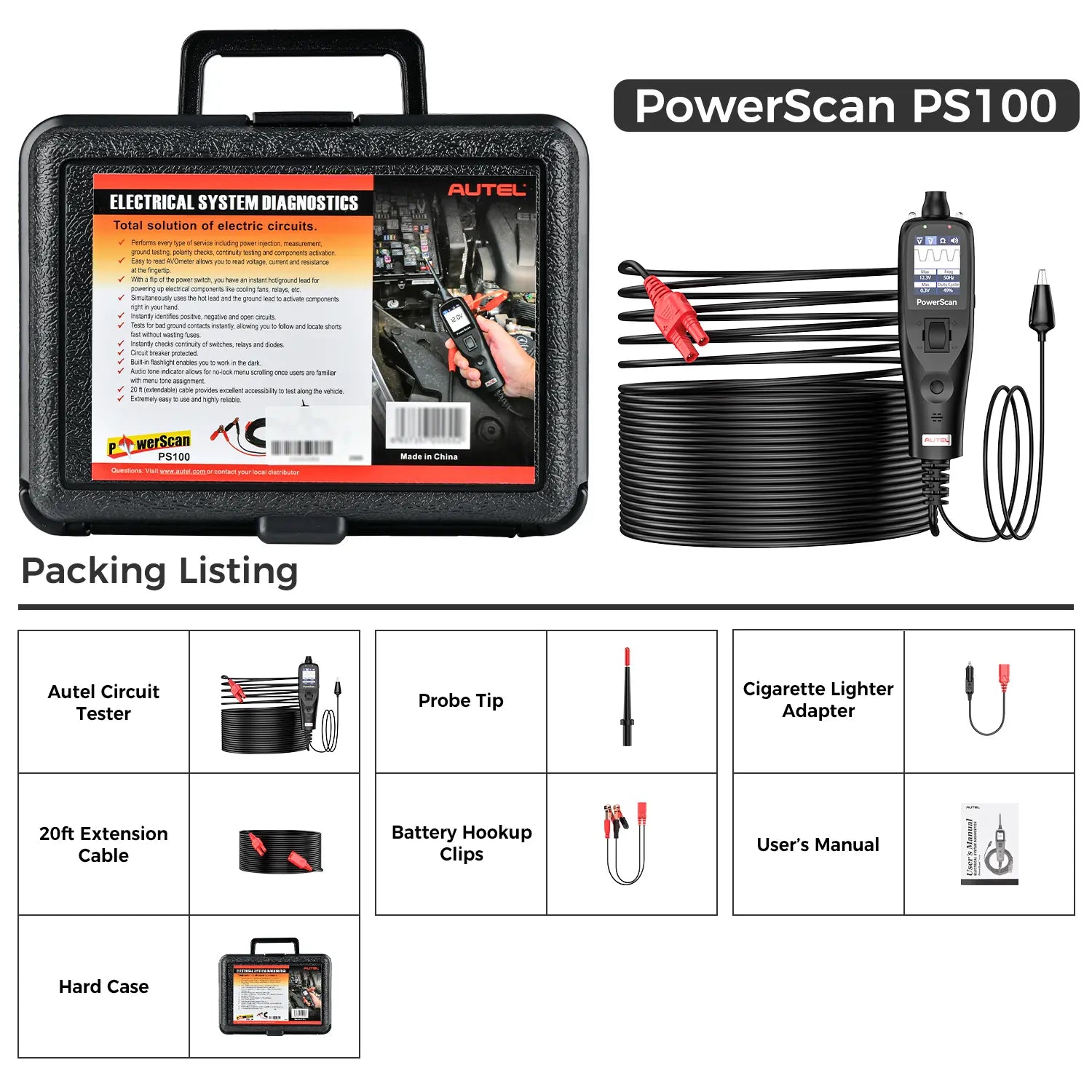 Autel PowerScan PS100 Packing List