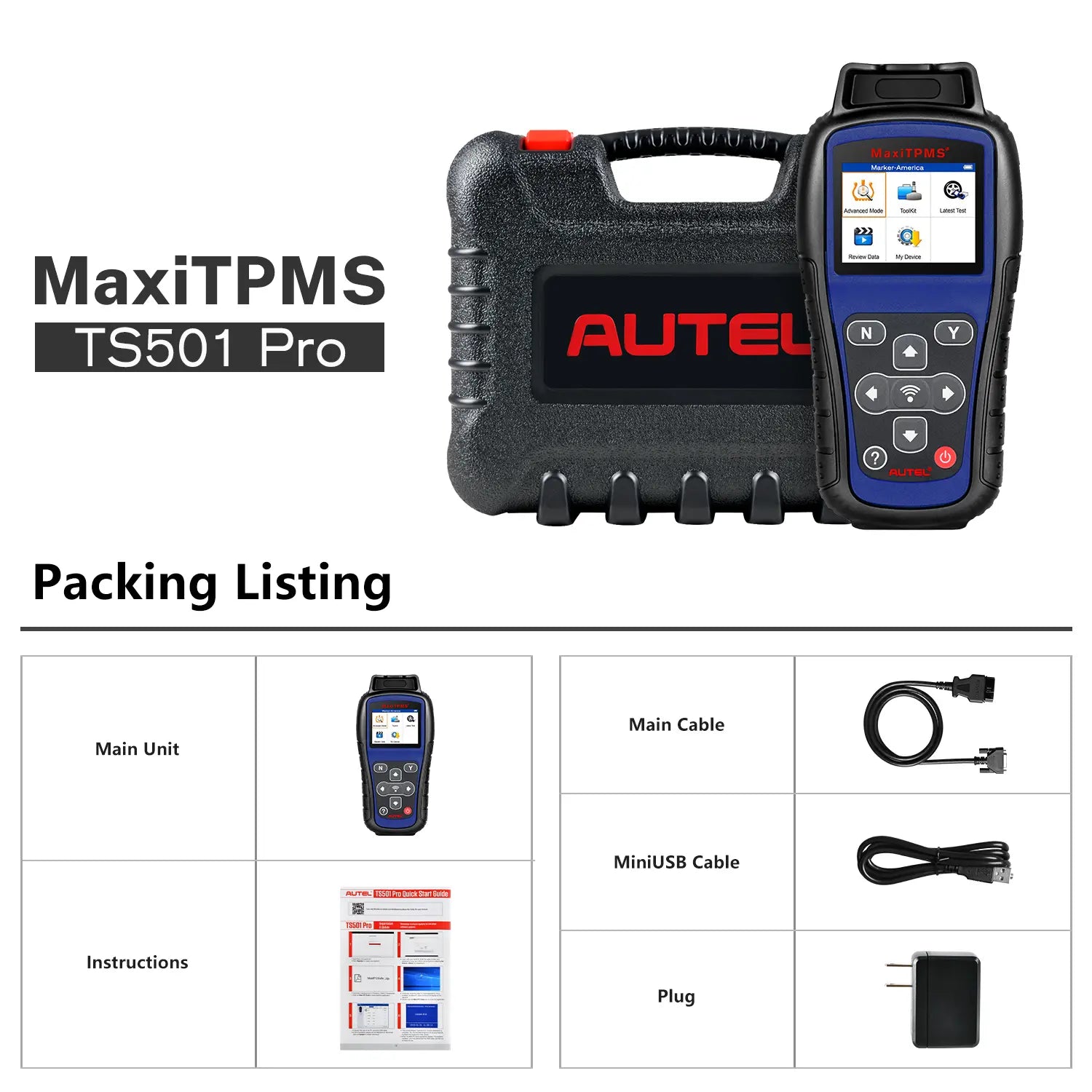 Autel MaxiTPMS TS501 Pro Packing List