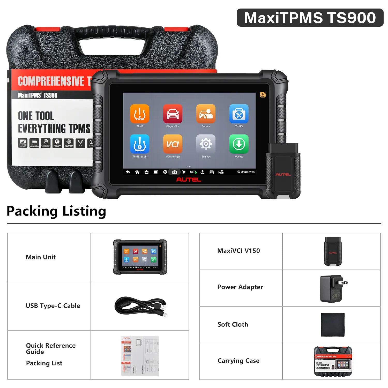 MaxiTPMS TS900 Packing List